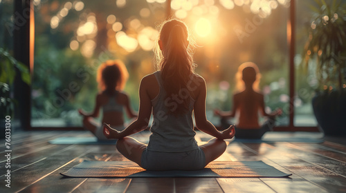 Young woman meditating in yoga position
