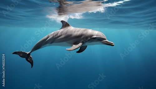 A Dolphin Diving Deep Into The Ocean Depths