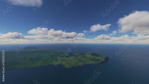 Aerial drone view of Mataveri Airport and Hanga Roa on Easter Island. Chile photo
