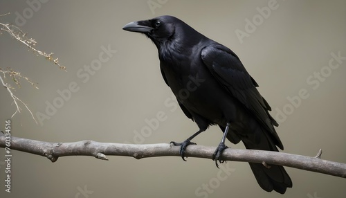 A Crow Perched On A Branch Watching Intently © Anahita