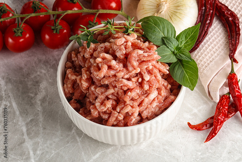 Raw minced pork uncooked meat