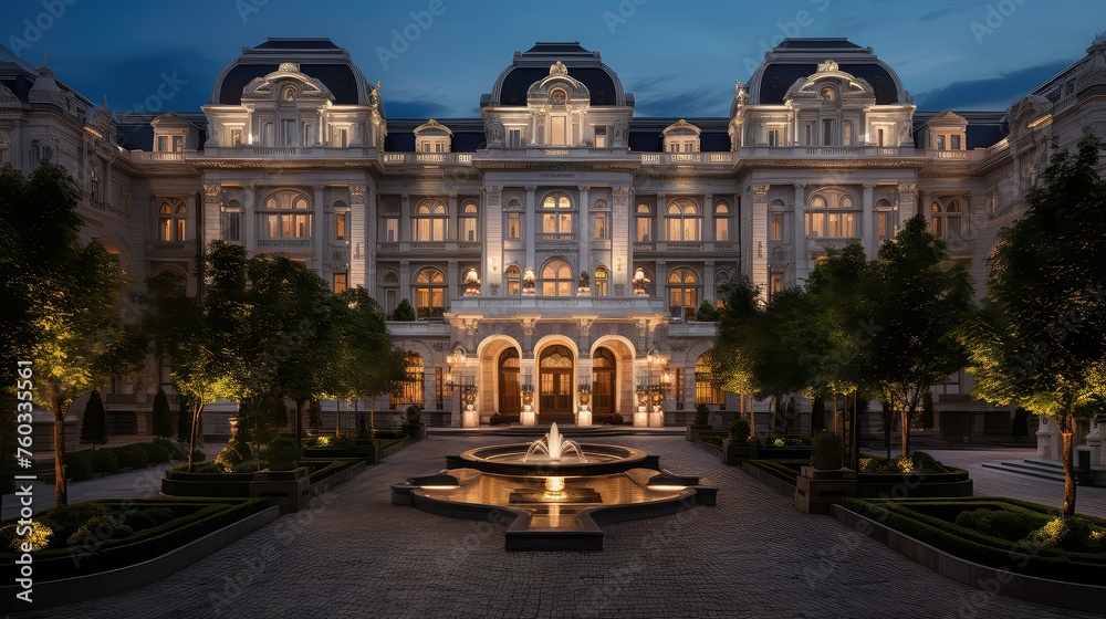 elegance luxury hotel building illustration grandeur upscale, exclusive boutique, resort five elegance luxury hotel building