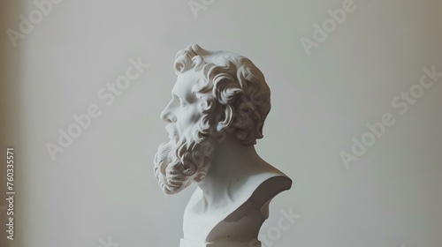 Elegant sculpture profile captured in soft light. classical art in modern photography. timeless beauty and simplicity. ideal for decor and themes. AI