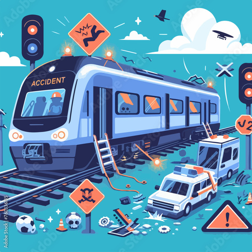 train hit car who violates the crossing gate vector