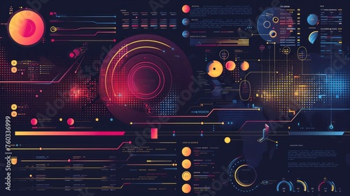 Abstract Futuristic infographic with Visual data complexity , represent Big data concept, node base programming 