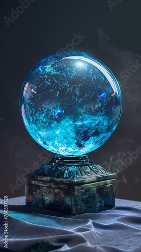 Streaming media player as a crystal ball previewing future events in real-time. Clean background
