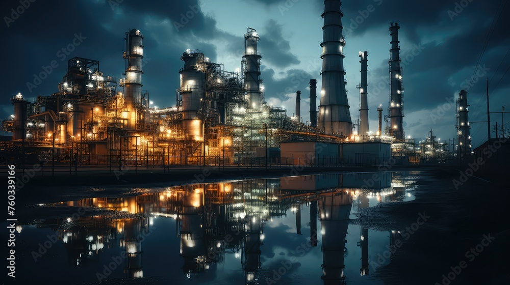 Naklejka premium industry tower chemical plant illustration production manufacturing, facility process, machinery technology industry tower chemical plant