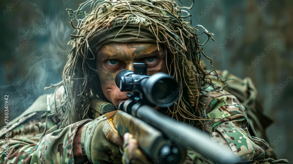 A sniper in camouflage