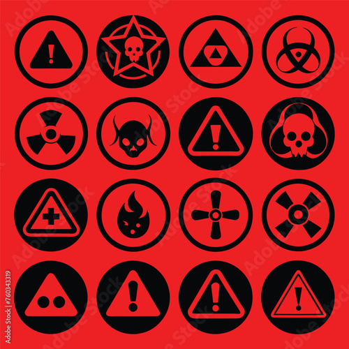 set of danger sign icons