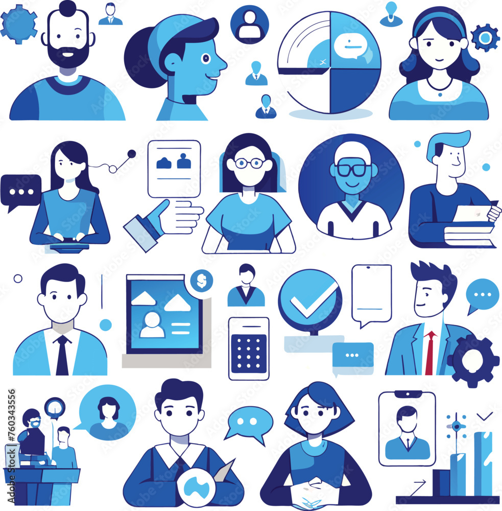 people interacting flat icons set people interacting flat icons set