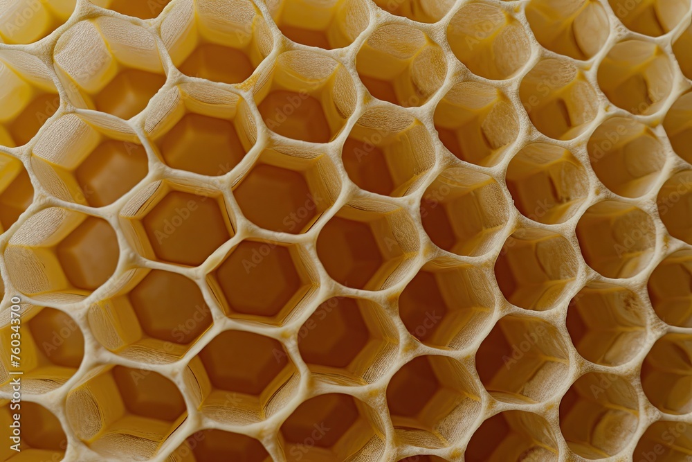 The geometric beauty of a honeycomb with detailed focus on the hexagonal wax cells The geometric beauty of a honeycomb with detailed focus on the hexagonal wax cells