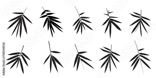 Fototapeta Naklejka Na Ścianę i Meble -  silhouette of a collection of bamboo leaves vector eps 10