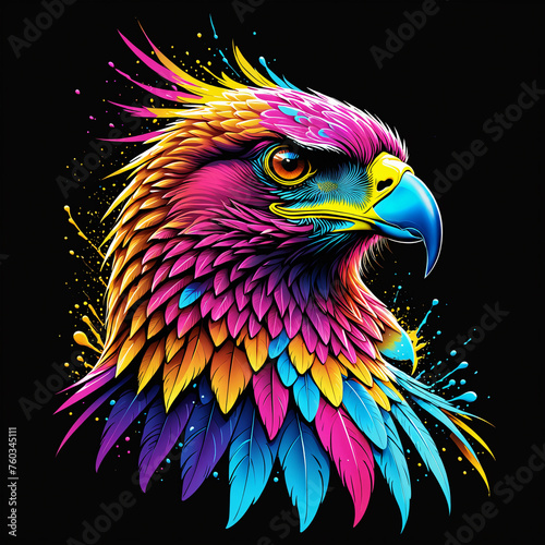 A mesmerizing piece of art featuring a neon-colored animal against a dark backdrop  accentuated with splashes of vibrant colors that bring the majestic creature to life. AI-generated