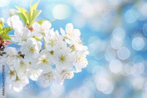 Spring background with blooming cherry tree