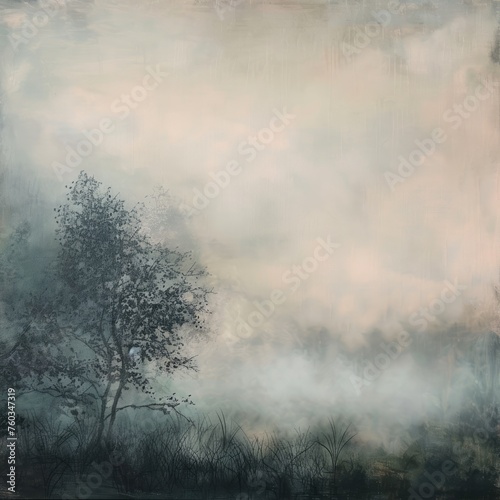 A gentle misty morning fog background