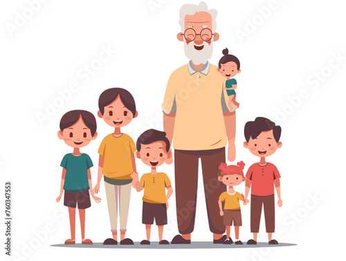  A grandfather enjoys playful moments with his grandchildren sharing stories and building a strong bond. 