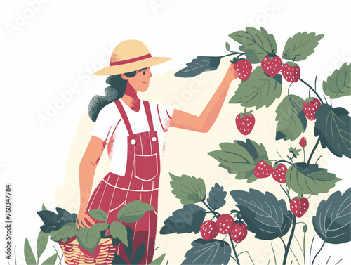  A farmer harvests juicy berries from their vine the sweet aroma filling the air as they carefully gather the bounty of summer. 