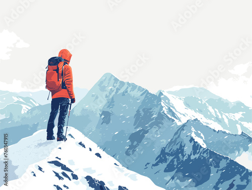  A solo hiker reaches the summit of a mountain the breathtaking panorama rewarding their effort and leaving them in awe. 