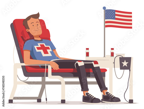  A young person donates blood at a local blood drive contributing to their community and honoring the sacrifices of those who have served. 