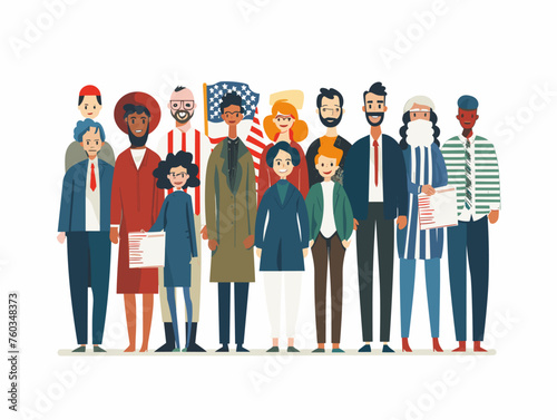  A group of immigrants stand proudly amongst the crowd at a naturalization ceremony celebrating their journey and becoming citizens. 