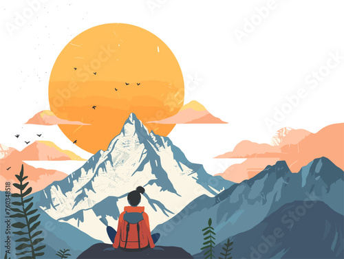  A solo camper wakes up to a breathtaking sunrise over a mountain peak the feeling of accomplishment and connection with nature filling them with peace and joy. 