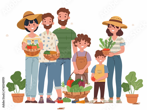  A family participates in a volunteer activity at a local farm harvesting vegetables learning about sustainable agriculture and connecting with nature. 
