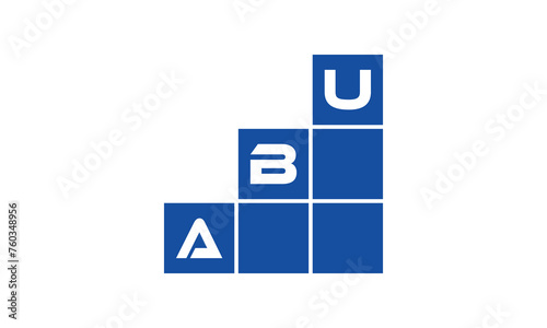 ABU initial letter financial logo design vector template. economics, growth, meter, range, profit, loan, graph, finance, benefits, economic, increase, arrow up, grade, grew up, topper, company, scale