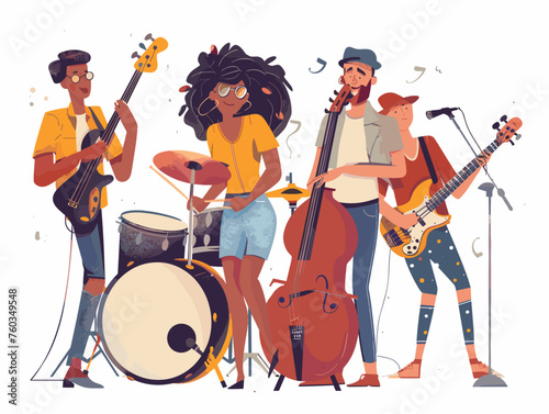  Musicians from different backgrounds improvise together during a jam session listening to and responding to each other creating a spontaneous and dynamic performance. 