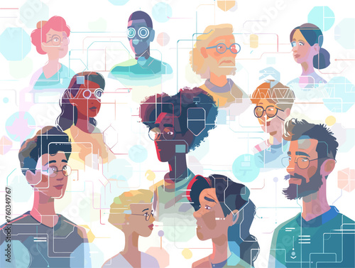  A group of individuals connect from different corners of the globe through a holographic meeting fostering collaboration and communication without physical limitations. 