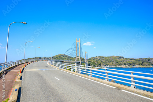 冬の呼子大橋　佐賀県唐津市　Yobuko Ohashi Bridge in winter. Saga Pref, Karatsu City.	
 photo