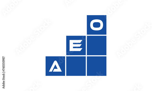 AEO initial letter financial logo design vector template. economics, growth, meter, range, profit, loan, graph, finance, benefits, economic, increase, arrow up, grade, grew up, topper, company, scale