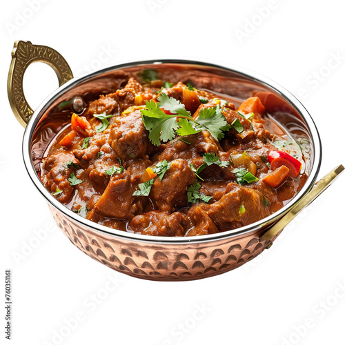  front view of flavorful Khar in a rustic copper kadai, food photography style isolated on a white transparent background 