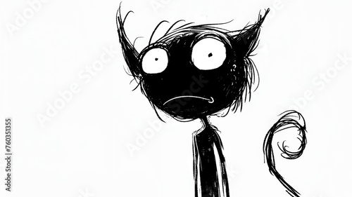Black crazy cat art 