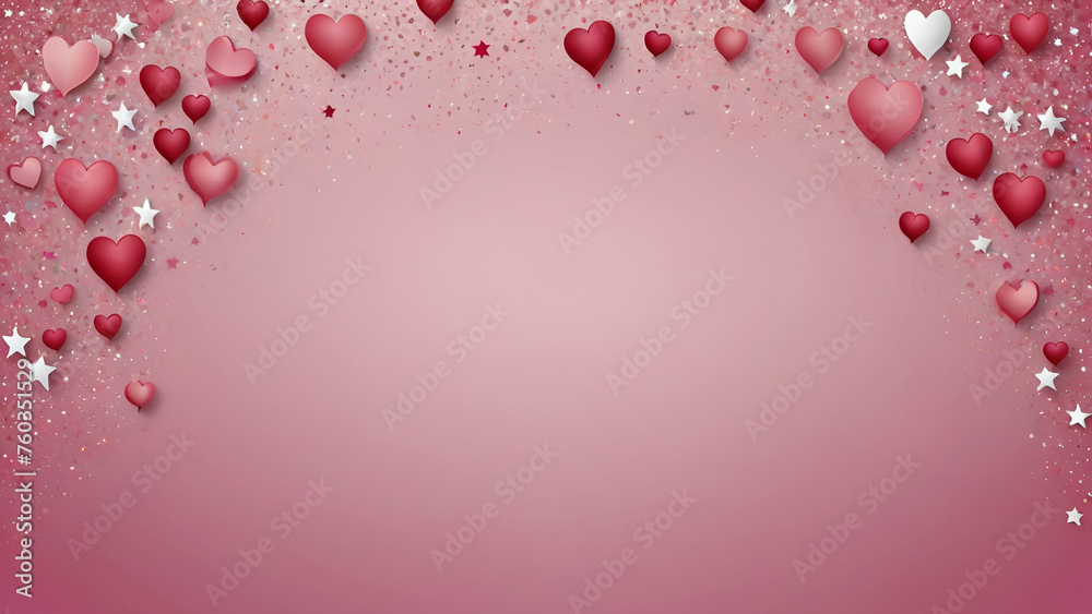 Pink Background with Hearts, Stars, and Copy Space: It's a 1





