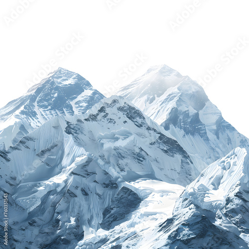 Snow covered mountain isolated on white background. Ai generated 