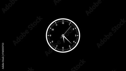 Wallpaper Mural Clock Animation in 12 Hour Loop animation with black background. 4k video Torontodigital.ca