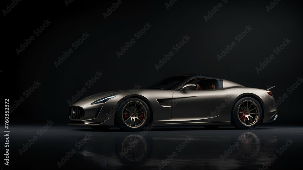Generic Unbranded Sports Car on Dark Background 1 for Generative AI





