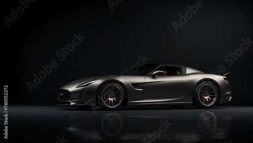 Generic Unbranded Sports Car on Dark Background 1 for Generative AI       © naeem