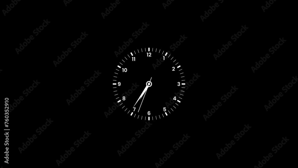 Round clock with rotating animated arrows. on black background. 4k video Round clock with rotating animated arrows. on black background. 4k video