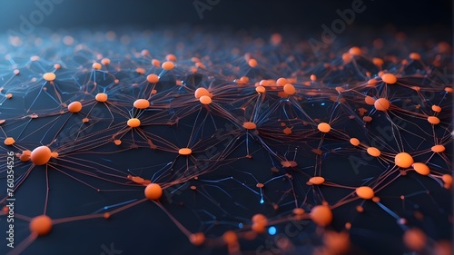 Abstract background made of polygons with lines and dots connecting them. 3D illustration. Background of abstract technology with lines and dots linking it 3D Production Background in abstract polygon