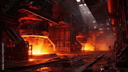 industry furnace steel mill illustration manufacturing metal, heat machinery, equipment factory industry furnace steel mill