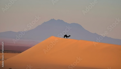 A Camels Hump Silhouetted Against A Desert Horizo