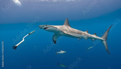 A Hammerhead Shark Circling A Bait Ball Upscaled 5 photo