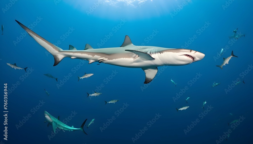 A Hammerhead Shark Circling A Bait Ball Upscaled 11