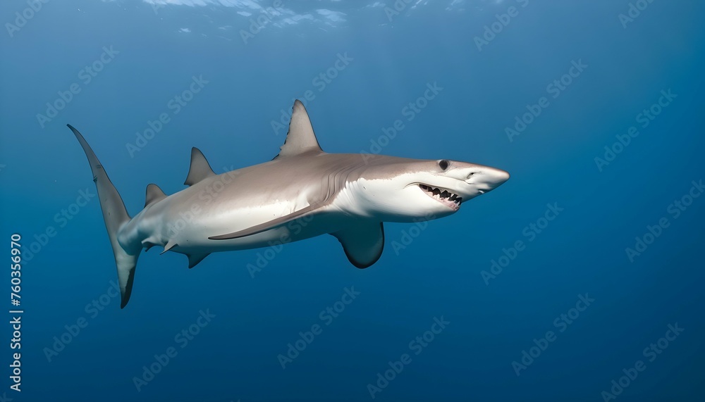 A Hammerhead Shark Swimming Gracefully In Open Wat