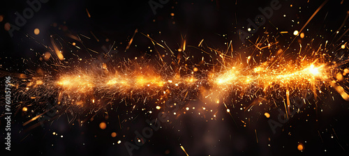 Sparks fly Isolated on black background