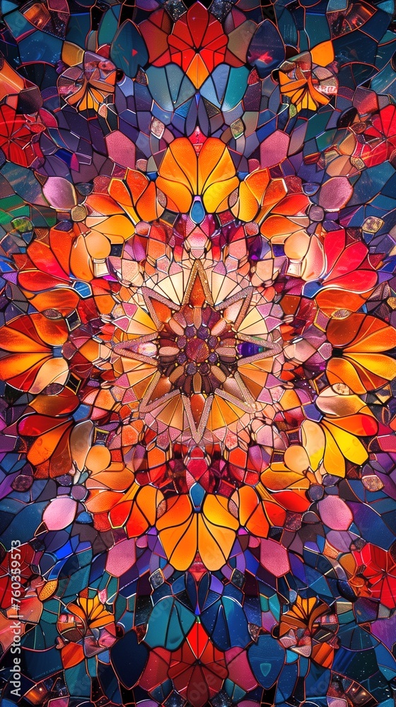 宝石の万華鏡マンダラのサイケデリックアート