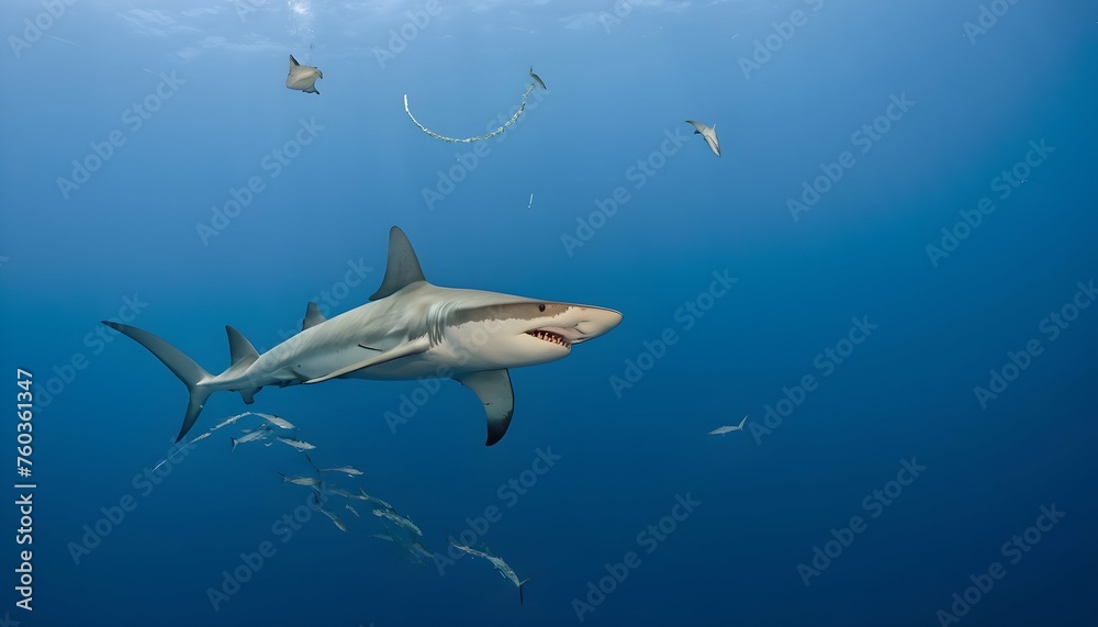 A Hammerhead Shark Circling A Bait Ball Upscaled 3