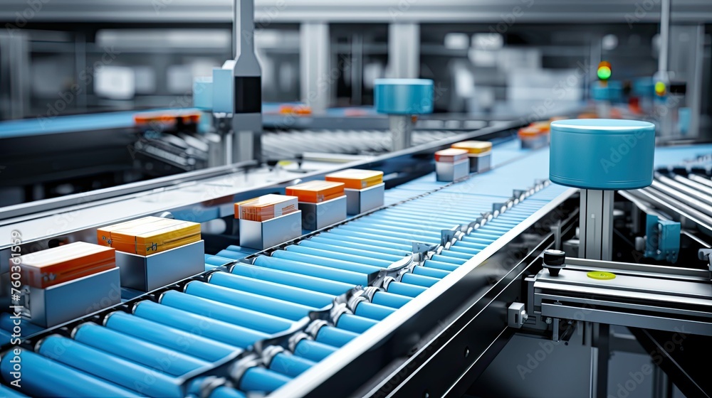 Fototapeta premium robotics production electronics factory illustration quality efficiency, innovation supply, chain logistics robotics production electronics factory