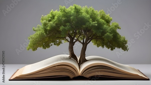 book with tree, open book with tree growth concepts